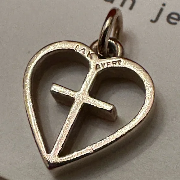 Retired James Avery 14kt Gold I Love Jesus/Cross & Heart Charm - Bag,Box & Pouch - Picture 6 of 9